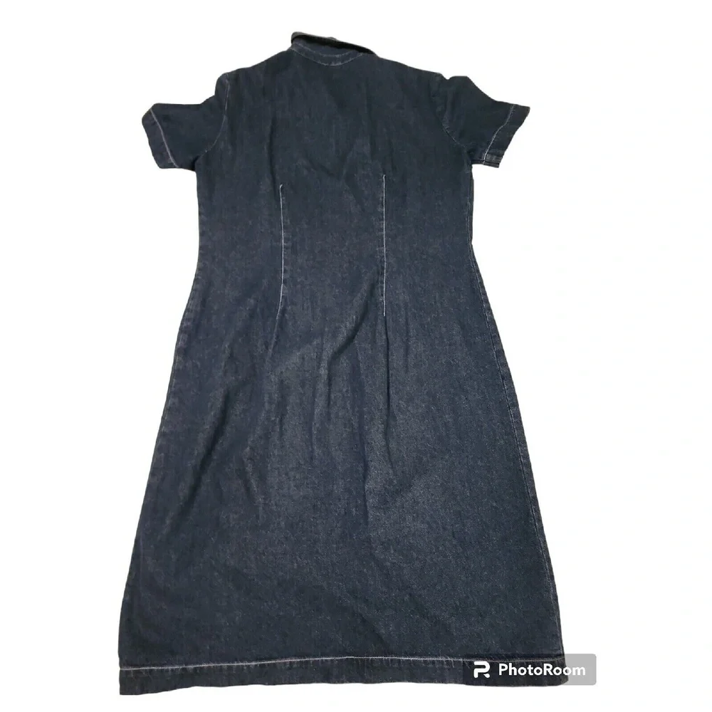 Duck Head Denim Dress Petite Button Front Casual Dark Wash‎ Shirt Dress 4P